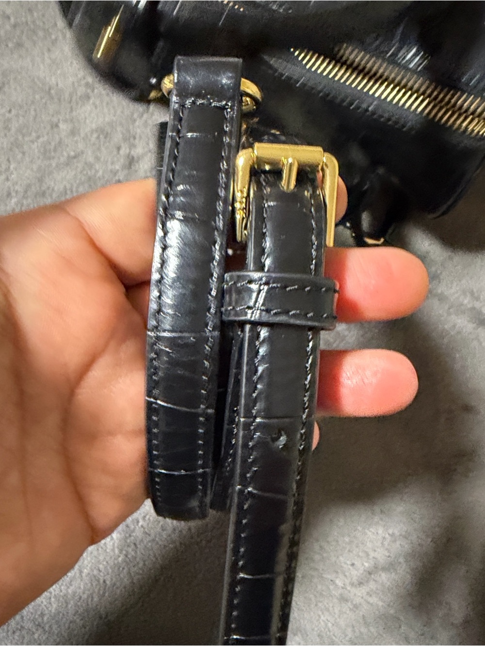 Ralph Lauren Black Croc-Embossed Mini Barrel Bag with Gold Hardware - Picture 4 of 15